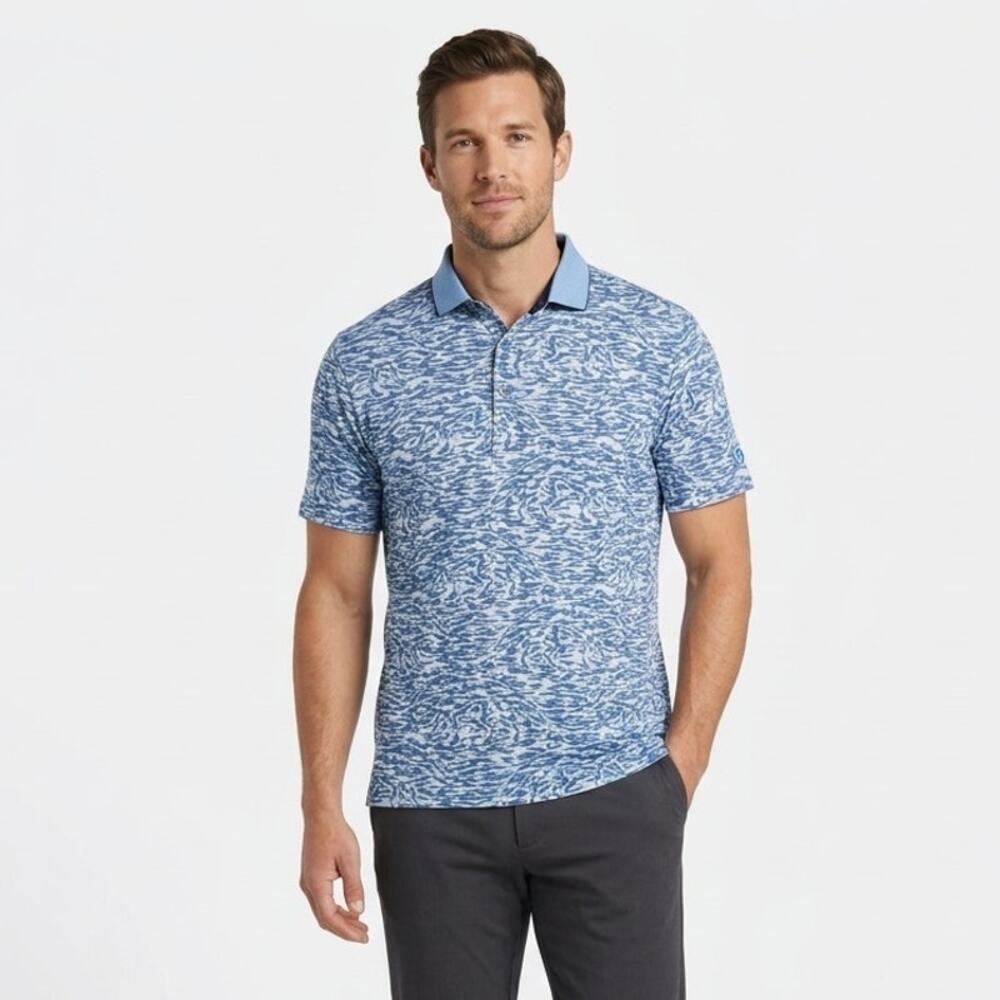 Greyson Clothiers Golf Polo Shirt Men’s XL Wolf Blue Stalking Camo Short Sleeve